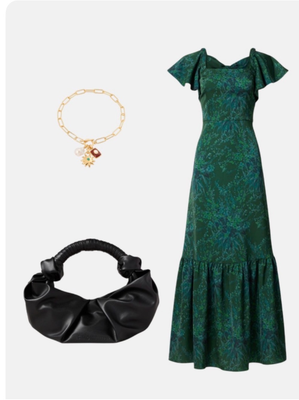 Sachin + Babi Emerald Green Floral Maxi Dress with Flutter Sleeves - Picture 13 of 13
